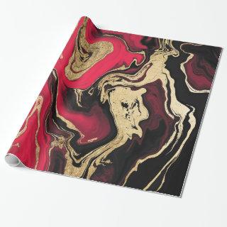 Luxury gold foil red black marble pattern