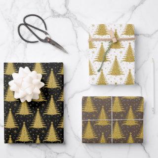 Luxury Metallic Gold  Christmas Trees Pattern  Sheets