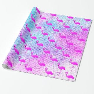 LUXURY PASTEL GLITTER SPLATTER FLAMINGO