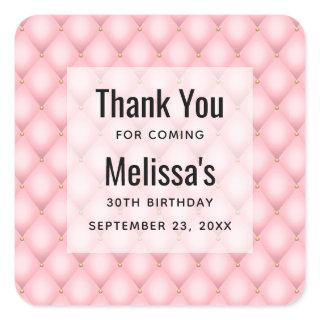 Luxury Pink Tufted Diamond Pattern Birthday Square Sticker