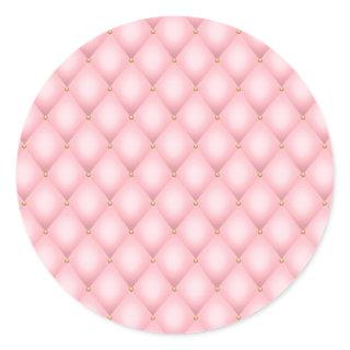 Luxury Pink Tufted Diamond Pattern Classic Round Sticker