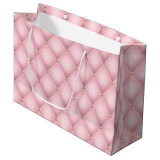 Luxury Pink Tufted Diamond Pattern Large Gift Bag