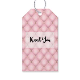 Luxury Pink Tufted Diamond Pattern Thank You Gift Tags