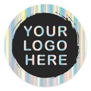 Luxury Podium With Holographic Custom Logo Classic Round Sticker