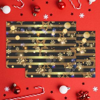 Luxury Shiny Glowing Gold Snowflakes and Stars Tissue Paper