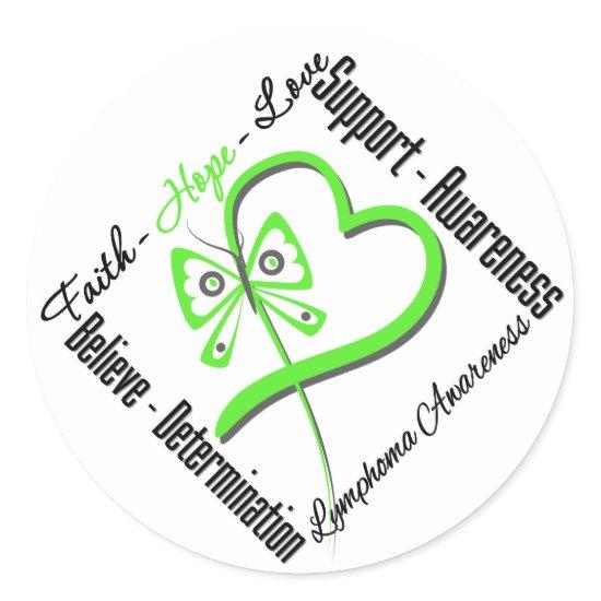 Lymphoma Faith Hope Love Butterfly Classic Round Sticker