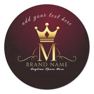 M - Crowned Classic Round Sticker