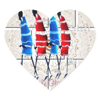 Maasai Morans Christian Art Print Heart Sticker