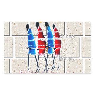 Maasai Morans Christian Art Print Rectangular Sticker