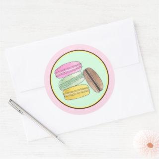 Macaron French Pastry Cookies Macarons Patisserie Classic Round Sticker