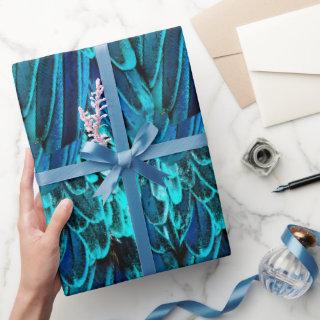 Macaw feather design in blue, watercolor abstract