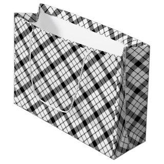 MacFarlane tartan black white plaid Large Gift Bag