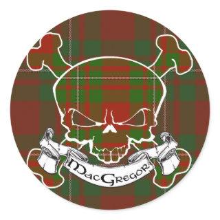 MacGregor Tartan Skull Classic Round Sticker