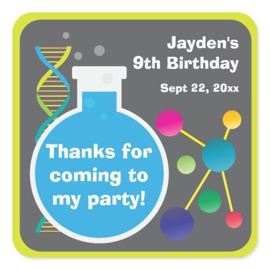 Mad Science Lab Birthday Party Favor Square Sticker