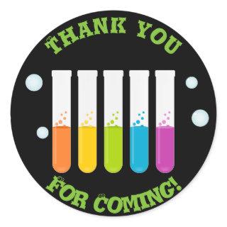 Mad Scientist Colorful Test Tubes Birthday Party Classic Round Sticker