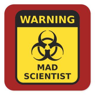 Mad Scientist Warning Square Sticker