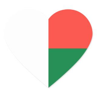 Madagascar/Malagasy Flag Heart Sticker