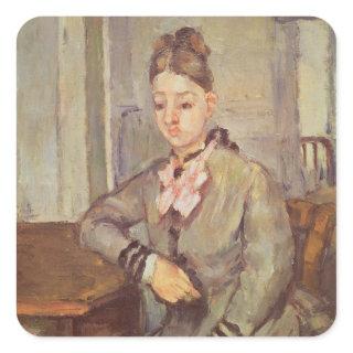 Madame Cezanne Leaning on a Table, 1873-77 Square Sticker