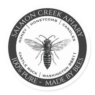 Made By Bees Queen Bee Apiary Products Logo Classi Classic Round Sticker