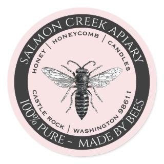 Made By Bees Queen Bee Honey Apiary Products Logo  Classic Round Sticker