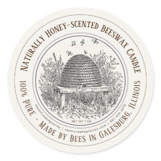 Made by Bees State Name Beeswax Candle Skep Bees S Classic Round Sticker
