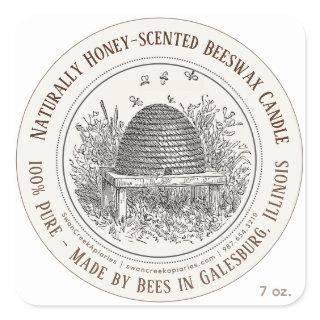Made by Bees State Name Beeswax Candle Skep Bees Square Sticker