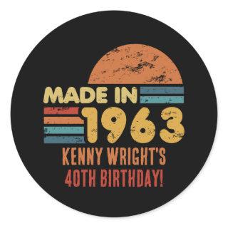 Made In 1963 60th Birthday Classic Round Sticker