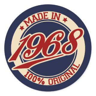 Made In 1968 Classic Round Sticker