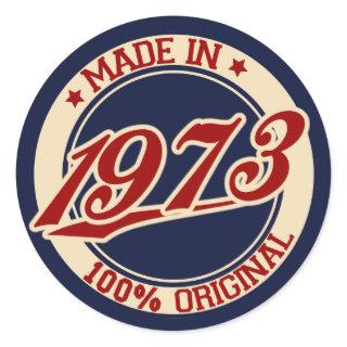 Made In 1973 Classic Round Sticker