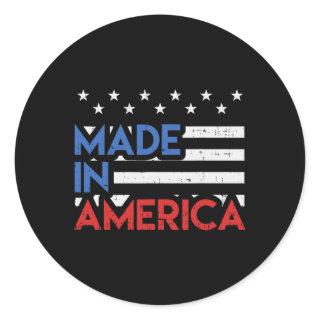 Made In America Pride Cute Born In Usa 4th Of July Classic Round Sticker