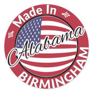 Made in Birmingham Alabama Stars and Stripes Flag Classic Round Sticker