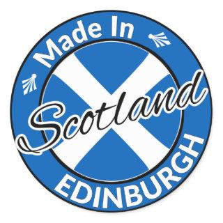 Made in Edinburgh Scotland Saltire Flag Classic Round Sticker