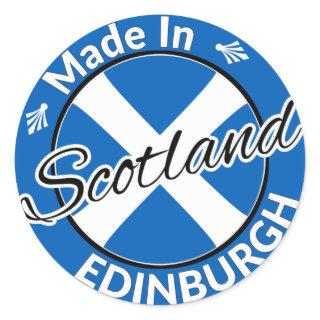 Made in Edinburgh Scotland Saltire Flag Classic Round Sticker