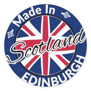 Made in Edinburgh Scotland Union Jack Flag Classic Round Sticker