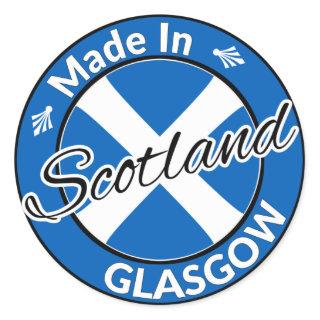 Made in Glasgow Scotland Saltire Flag Classic Round Sticker