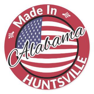 Made in Huntsville Alabama Stars and Stripes Flag Classic Round Sticker