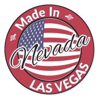 Made in Las Vegas Nevada USA Flag Classic Round Sticker