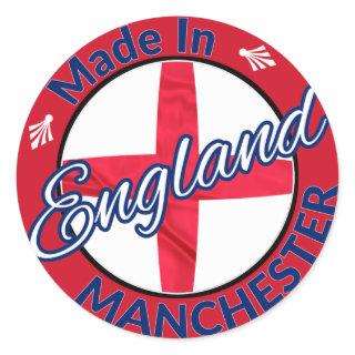 Made in Manchester England St George Flag Classic Round Sticker