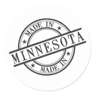 Made In Minnesota Stamp Style Logo Symbol Black Classic Round Sticker