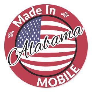 Made in Mobile Alabama Stars and Stripes Flag Classic Round Sticker