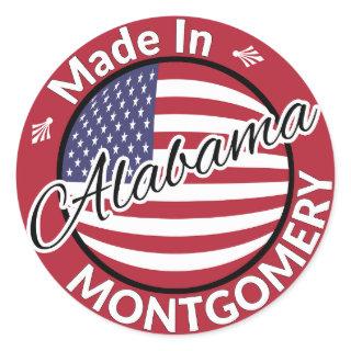 Made in Montgomery Alabama Stars and Stripes Flag Classic Round Sticker