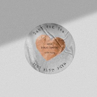 Made With Love For You Name Pink Rose Gold Silver Classic Round Sticker