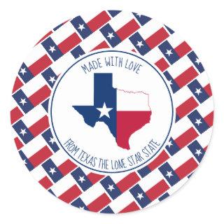 Made With Love From TEXAS Texan Flag Map Classic Round Sticker
