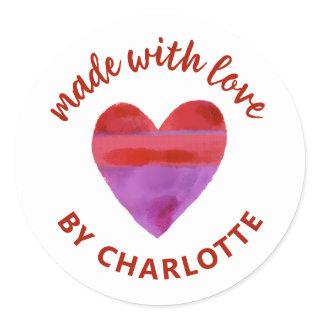 Made With Love Heart Classic Round Sticker