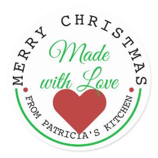 Made With Love Merry Christmas Classic Round Sticker