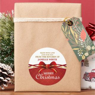 Made With Love Red Bow Classic Round Sticker