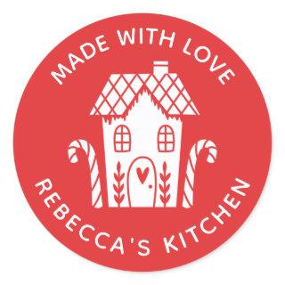 Made With Love Red Christmas Classic Round Stick Classic Round Sticker