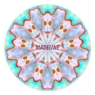 MADELINE ~ Personalised Paua Shell Fractal ~ Classic Round Sticker