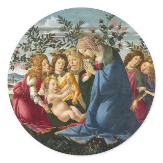 Madonna Adoring the Child with 5 Angels Botticelli Classic Round Sticker