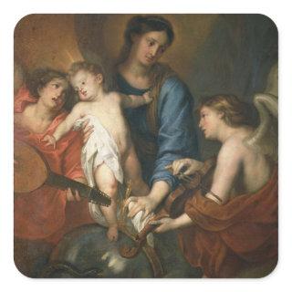 Madonna and Child with angels Square Sticker